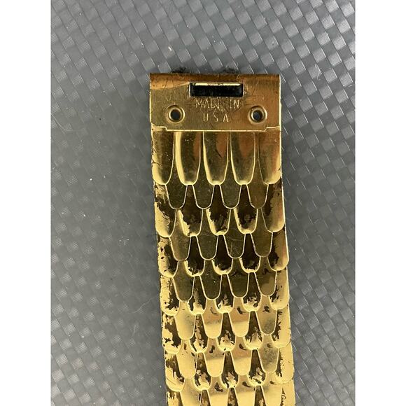 Vintage 70s Gold Metal Fish Scale Stretch Belt Disco Size Medium/Large main image 10